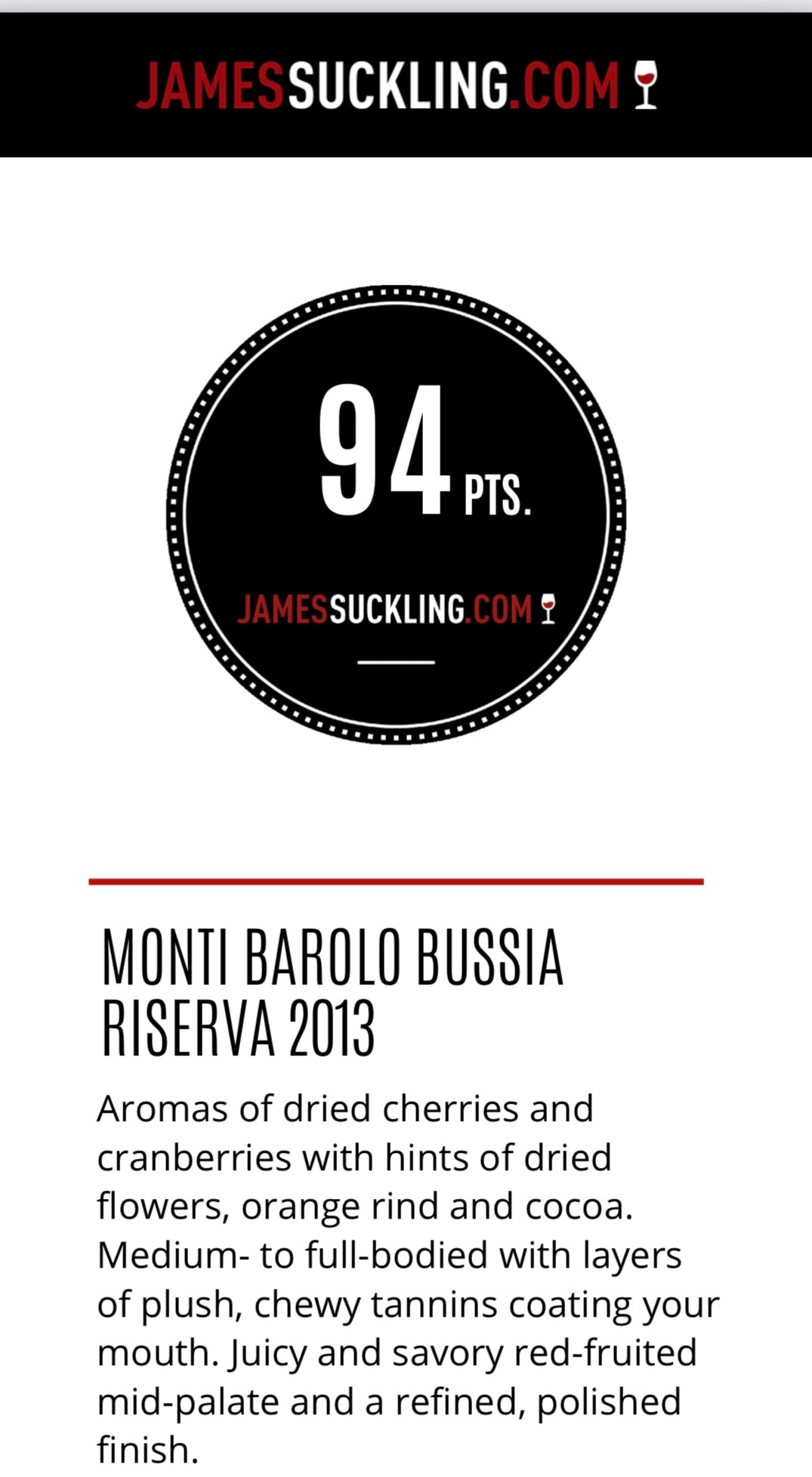 2013 Barolo DOCG Riserva Bussia